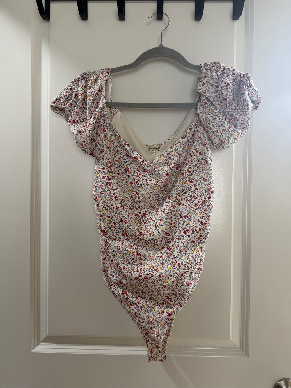 NWT Intimately by Free People Floral Puff-Sleeve Bodysuit